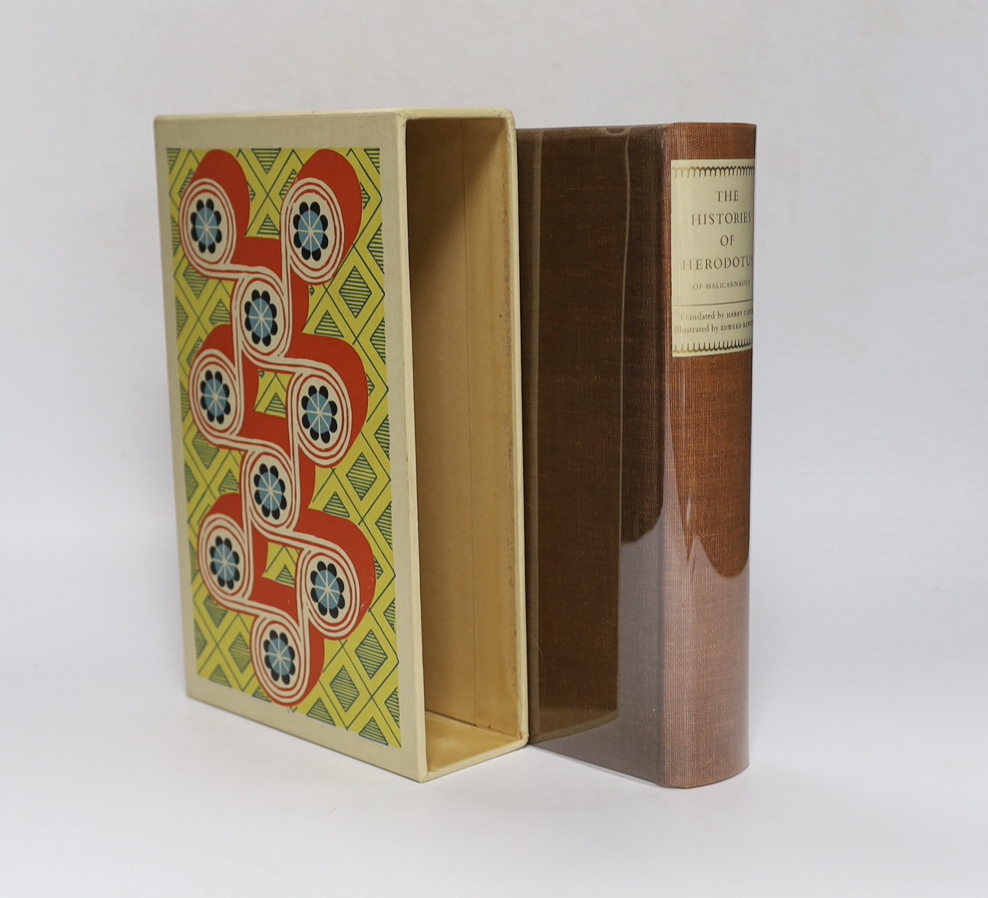 Herodotus - The Histories of Herodotus of Halicarnassus, translated by Harry Carter, illustrated by Edward Bawden, one of 1500, 4to, gilt lettered brown cloth, with map endpapers, Joh. Enschede en Zonen, Haarlem, 1958, w